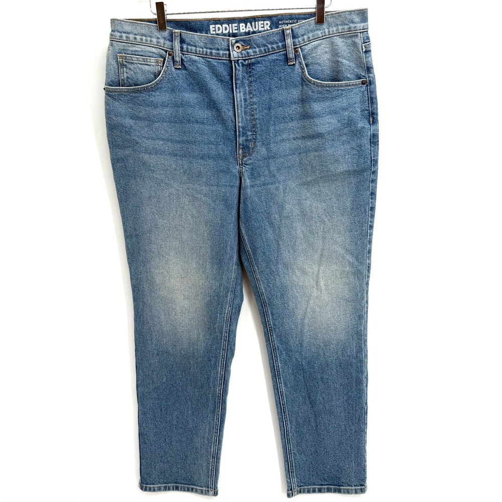 Eddie Bauer Authentic Voyager High Rise Straight Jeans Size 18 Blue Denim